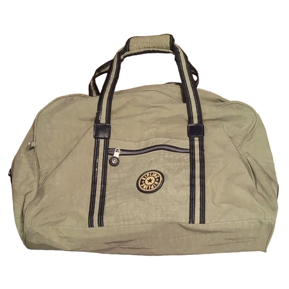 Kipling Duffel Weekender Bag Olive Green Unisex Zipper Closure 23